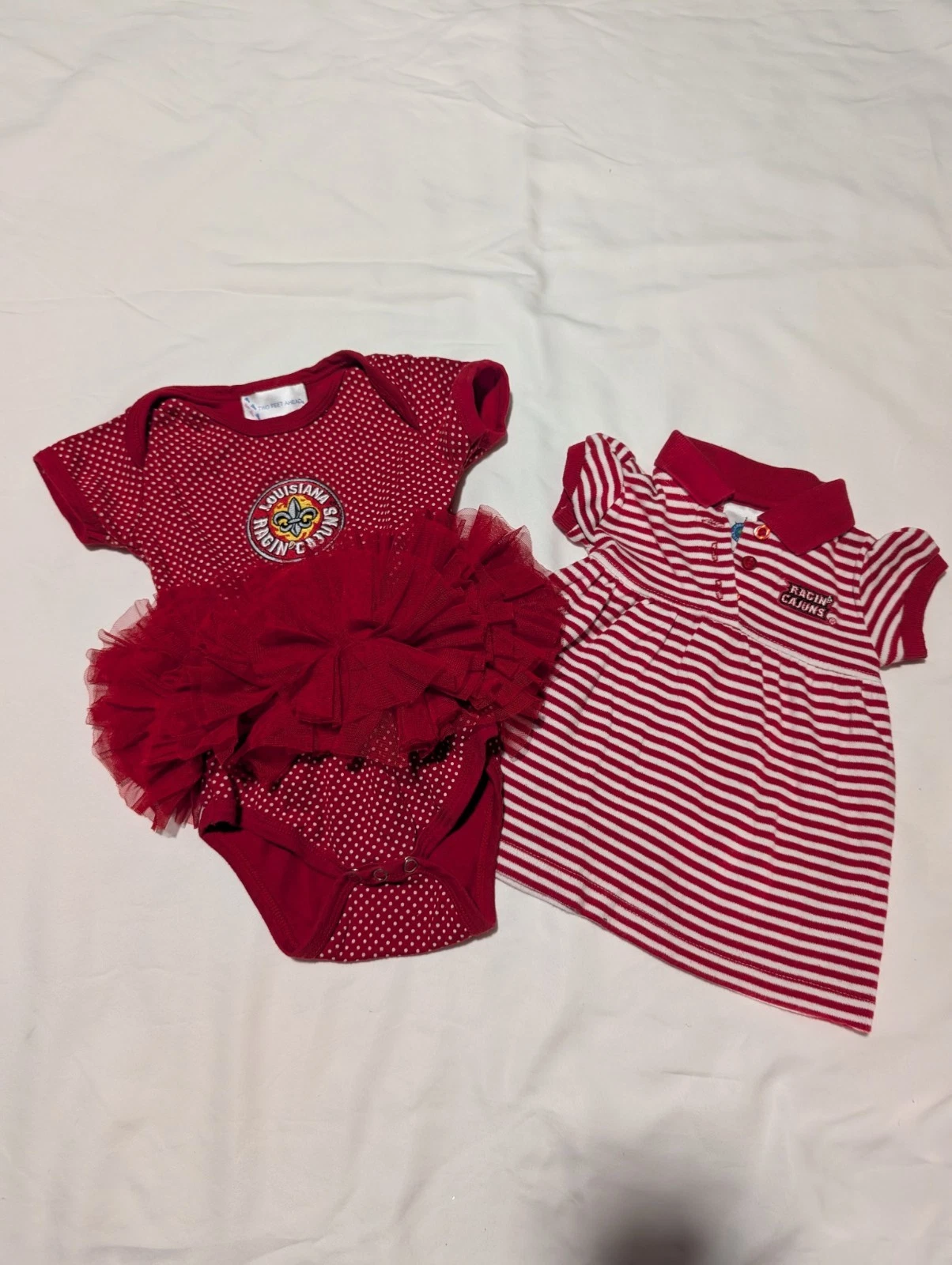 UL of Lafayette Baby Fan Clothes Striped Dress 3M and Body Suit with Tutu 12M
