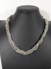 Charming Charlie Silver Tone Multi Chain Twist Necklace Statement Glam 24 in