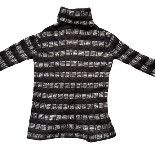 Turnover Mohair Wool Cardigan Womens Small Check Long  - Picture 11 of 13