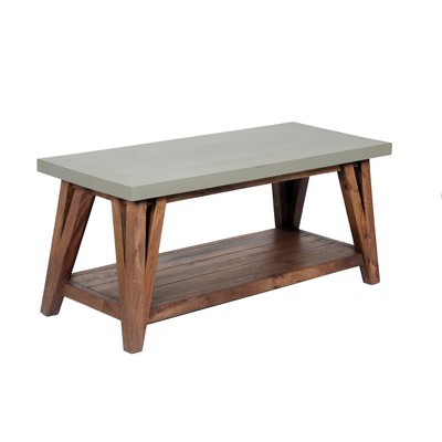 Bolton Furniture Brookside 36-inch W Wood with Concrete-Coating Coffee Table