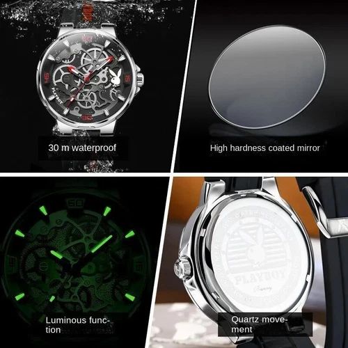 Playboy Markenuhr Trendige Wasserdicht Herrenuhr Quarzuhr - Bild 3 von 29