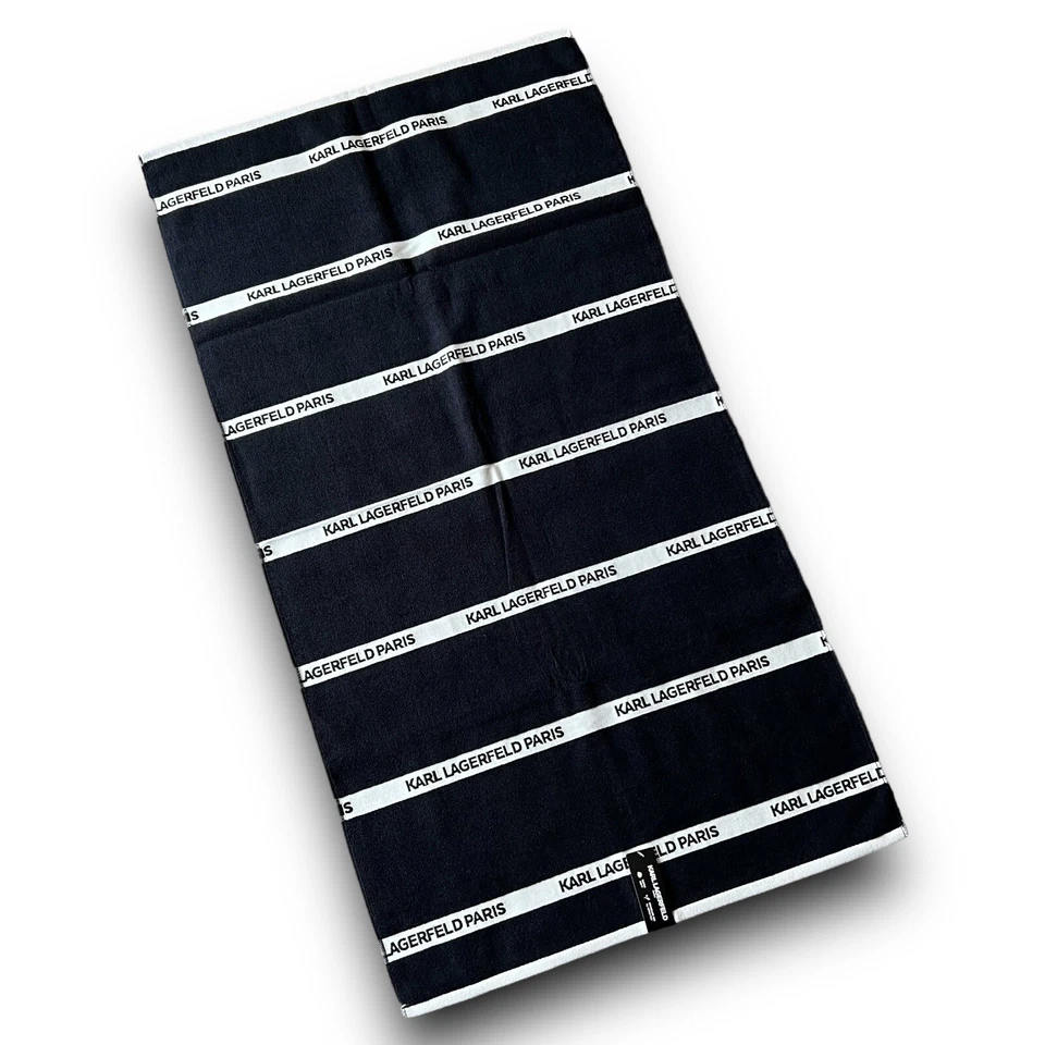 Karl Lagerfeld - Paris Signature Logo Bath Towel - 28” x 52” - Black White - Image 2 of 4