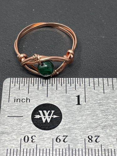 Malachit zierlicher Kupferdraht Wickelring Größe 9,5 Handarbeit Herz Heilung P50 - Bild 6 von 8