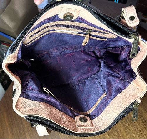 Anuschka Hand Painted Leather Floral Bird Nest Family W/ Babies Crossbody Bag - Bild 16 von 18