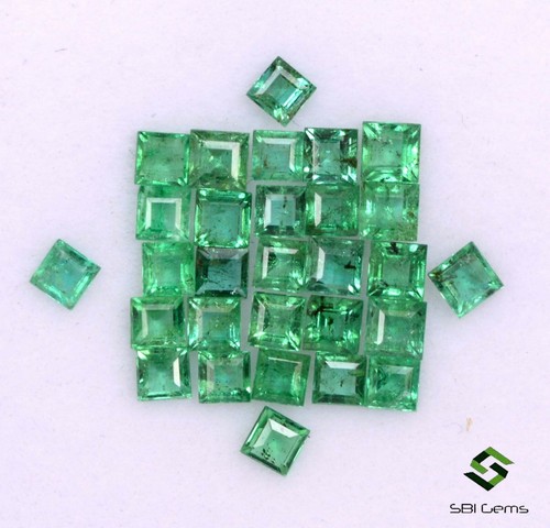 2.50 mm Natural Emerald Square Cut Lot 25 Pcs 1.98 Cts Untreated Loose Gemstones - Picture 1 of 5