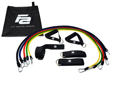 Sports Resistance Band Set - Handles, Ankle Straps, Door Anchor, Carrying Bag