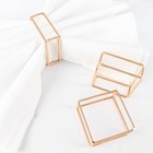 4 Gold Metallic Square Geometric Cube Dinner NAPKIN RINGS Party Events Supplies