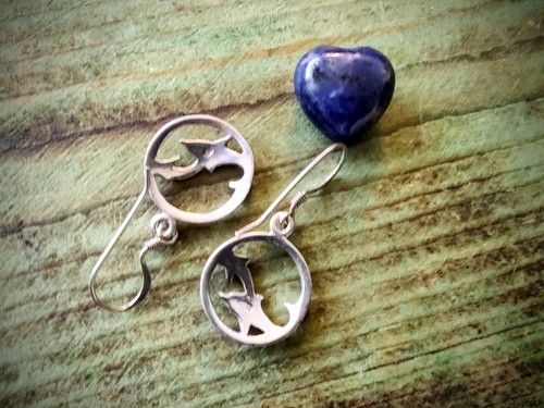 Lovely & Vintage Dangle Earrings with 2 Dolphins Jumping ~ 925 Sterling Silver - Foto 5 di 8