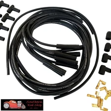8.5mm Black Straight Boot Spark Plug Wires HEI Chevy SBC BBC Ford Mopar 350 V8