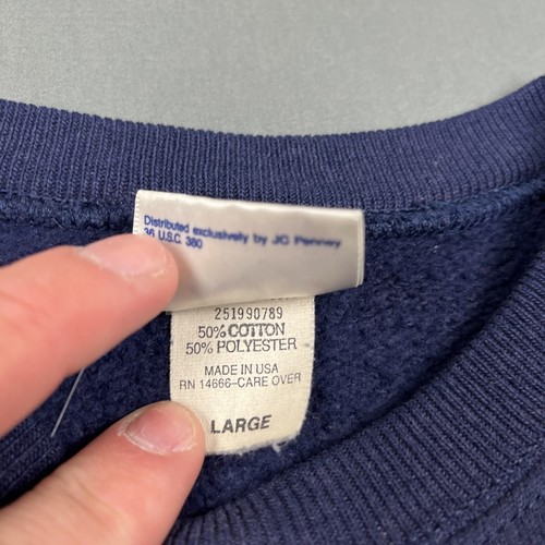 Vintage US Olympic Team Crewneck Dark Blue Large Solid Stitched VTG 90s USA Made - Picture 4 of 7