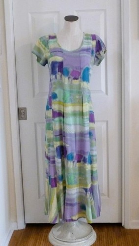 JAMS WORLD Abstract Watercolor CLARICE Maxi Flounce Back Tie Dress M Rare EUC - Picture 14 of 15