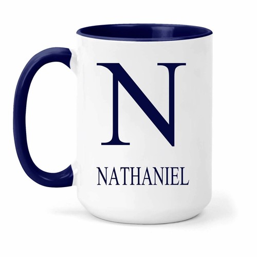 Nathaniel Name & Initial Mug - Gift in Many Colours For Tea or Coffee - Picture 3 of 8
