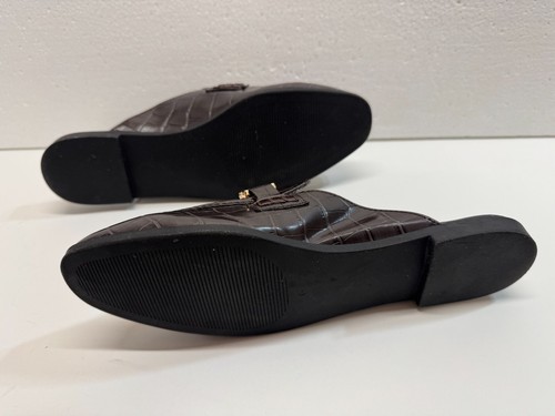 Steve Madden Kordyn Horsebit Mule Flats Size 8M Dark Brown Faux Leather Reptile - Picture 7 of 9