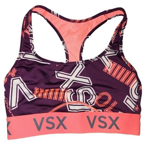 Sujetador deportivo VSX Victoria's Secret púrpura naranja estampado gráfico ropa deportiva - Imagen 2 de 7