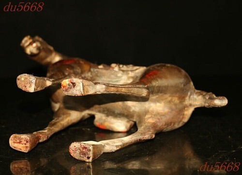 12.8"China bronze Gilt Feng Shui Zodiac Lucky wealth animal horse steed statue - Picture 9 of 9