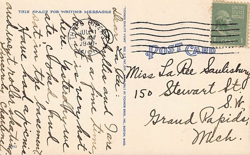 Postal MI: Portage & St. Joseph Rivers, 3 Rivers, Michigan, Linen publicado 1940 - Imagen 2 de 3