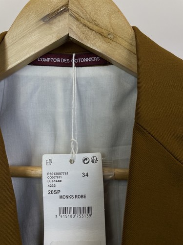 NEW! 300$ Comptoir des Cotonniers Brown Blazer Jacket size 34 - XS - Picture 4 of 6