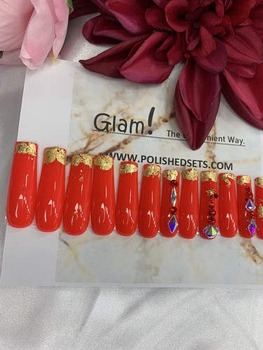 press on nails| Cherries | 2xl Square Set| Last 3 Weeks - Picture 4 of 6