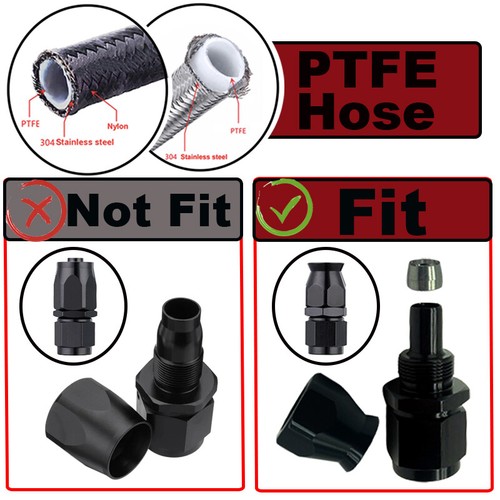 Adaptador de accesorios de extremo de manguera 8X 3AN 4AN 6AN 8AN 10AN 12AN para línea de aceite combustible de PTFE - Imagen 4 de 35