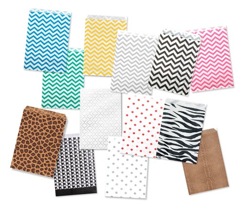 Lote de 5x7, 6x9 bolsas de regalo de papel, Chevron, cebra, leopardo, lunares fiesta boda - Imagen 36 de 94