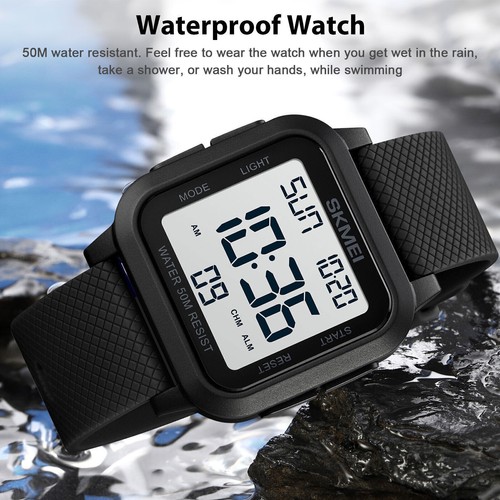 Men's Digital Army Military Sport Watch Quartz Chrono Waterproof LED Wristwatch - Picture 6 of 15
