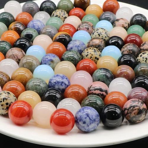 10Pcs 20mm Natural Labradorite No Hole Undrilled Stone Round Ball Beads HT617 - Picture 4 of 5