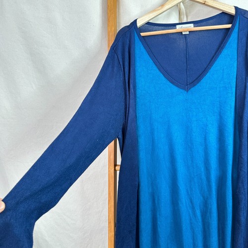 Autograph Knit Dress Womens Small Blue Long Sleeve Knee Length Viscose Blend - Picture 6 of 10
