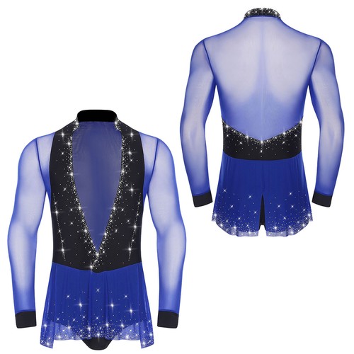 UK Men Bodysuit Latin Dance Leotard Samba Jumpsuit Training Performance Jumpsuit - Picture 4 of 46
