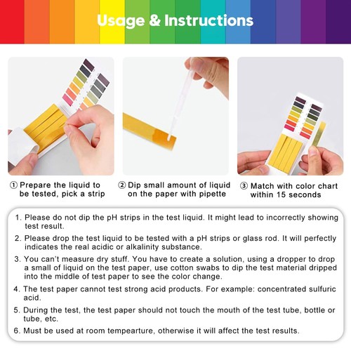 6 Pack Ph Test Strips, 480 Strips Full Range 1-14 Universal Ph Test Litmus Paper - Picture 5 of 11
