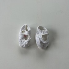 Vintage White Satin And Lace Infant Baby Shoes By GLG-KNIT