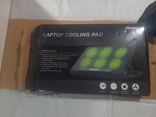 Xtrempro Portable Metal Mesh Laptop Cooler Cooling Pad, 6 Quiet Fans w/Green LED