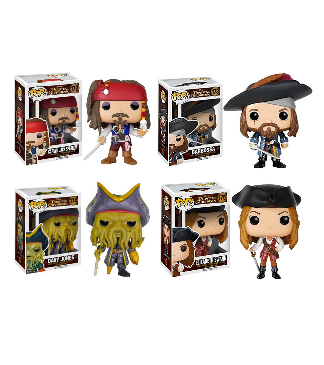 Funko Pop 172 Captain Jack Sparrow 173 Barbossa 174 Davy Jones 175