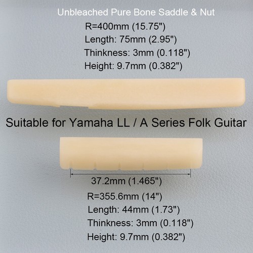 Silla de montar puente para guitarra acústica sin blanquear, tuercas, pasadores de puente para YAMAHA LL/A - Imagen 8 de 8