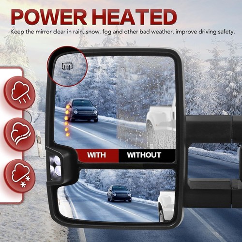 Black Towing Mirrors Power Heated Compatible for 03-06 Chevy Silverado Suburban - Picture 5 of 7