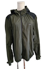 Michael Kors Packable Hooded Windbreaker Medium Green Jacket MK Logo Zip Pockets