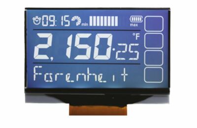KS008A5B Alphanumerisches LCD-Display weiß, 2 Reihen mal 10 Zeichen, transflektiv