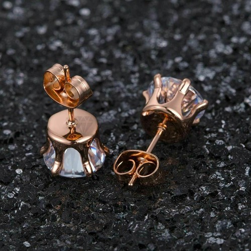 3MM Hypoallergenic Stainless Steel Ear Piercings Round Diamond CZ Stud Earrings - Picture 98 of 132