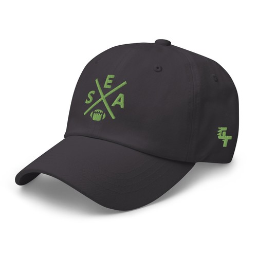Seattle Football Retro SEA Cross Baseball Hat Dad Cap - Picture 9 of 12