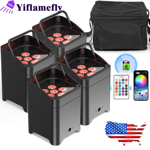 Wireless Stage Par Light Battery Uplight 6x18W 6in1 RGBWA UV Rechargeable Case - Picture 21 of 33