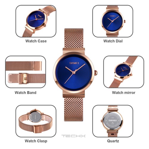 SKMEI 1595 Women's Elegant Steel Mesh Belt Wrist Watch - Waterproof - Picture 5 of 14