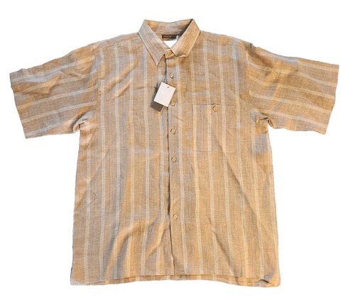 New/ Tags! BRUNO 100% Linen Washable  Button Down Short Sleeve Shirt XL Beach