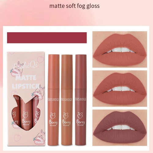 Makeup 3pcs Lipstick Set Matte Liquid Lipsticks Waterproof Non-stick Cup S2T8 - Picture 4 of 22