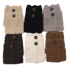 Women Crochet Knit Cuffs Ankle Leg Warmer 7 Colors Solid Knee Stretch Boot Socks