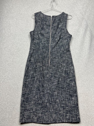 70s Michael Kors Tweed Plaid Sheath Dress Womens 10 Navy Office Work Career Prep - Picture 2 of 13