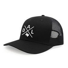 Dallas DAL Hat for Men Women – Snapback Trucker Baseball Cap (All Black)