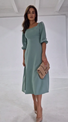 Elegant White Midi Dress - Perfect for Engagements and Bridal Photoshoots - Video 1 of 1