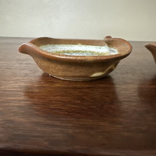 2 piatti fatti a mano USA cuore marrone ceramica geode ceramica vetro fuso crepato - Foto 7 di 9