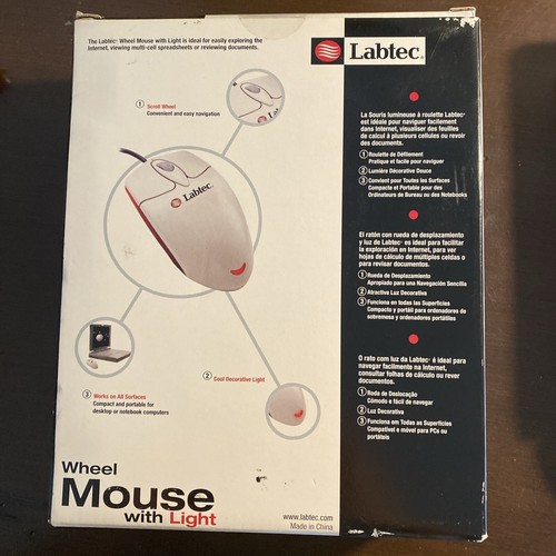 Labtec Wheel Mouse With Light PS/2 Connection XP New - Picture 2 of 3