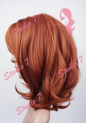 (P) Parrucca sintetica Curl at the Bottom corta bionda marrone Auburn nera-Studio7-UK - Foto 49 di 52