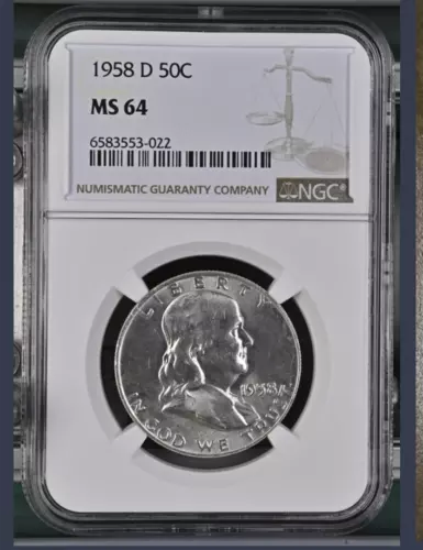1958 D Franklin Half Dollar NGC MS64 A4
